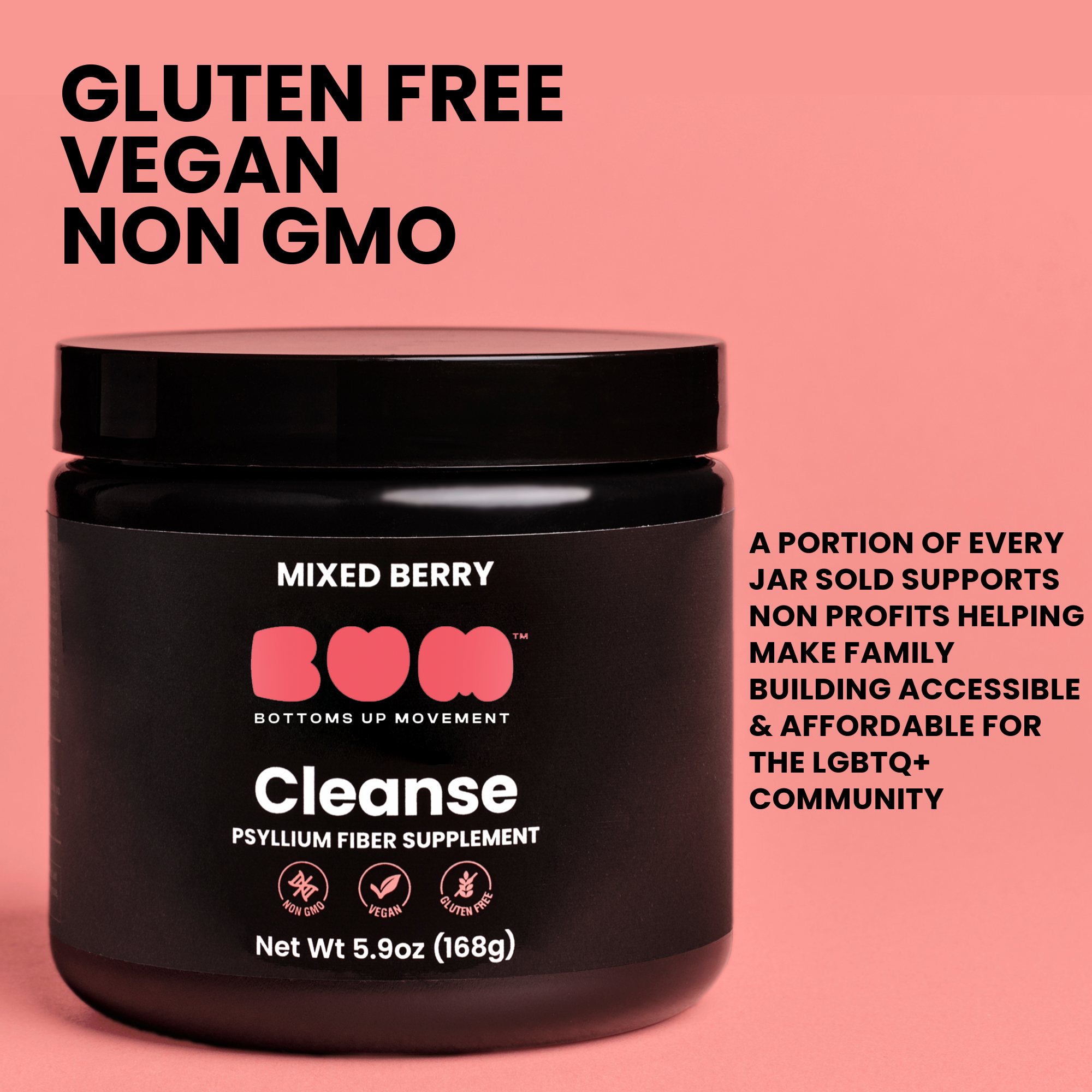 BUM Cleanse, Psyllium Husk Fiber Powder, Mixed Berry Flavored with Stevia