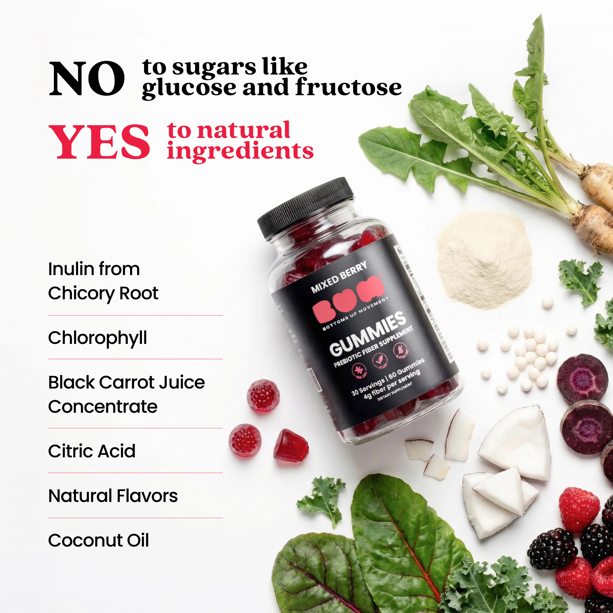 BUM Gummies, Prebiotic Fiber Supplement For Bottoming Prep, Improved Digestion, & Regularity