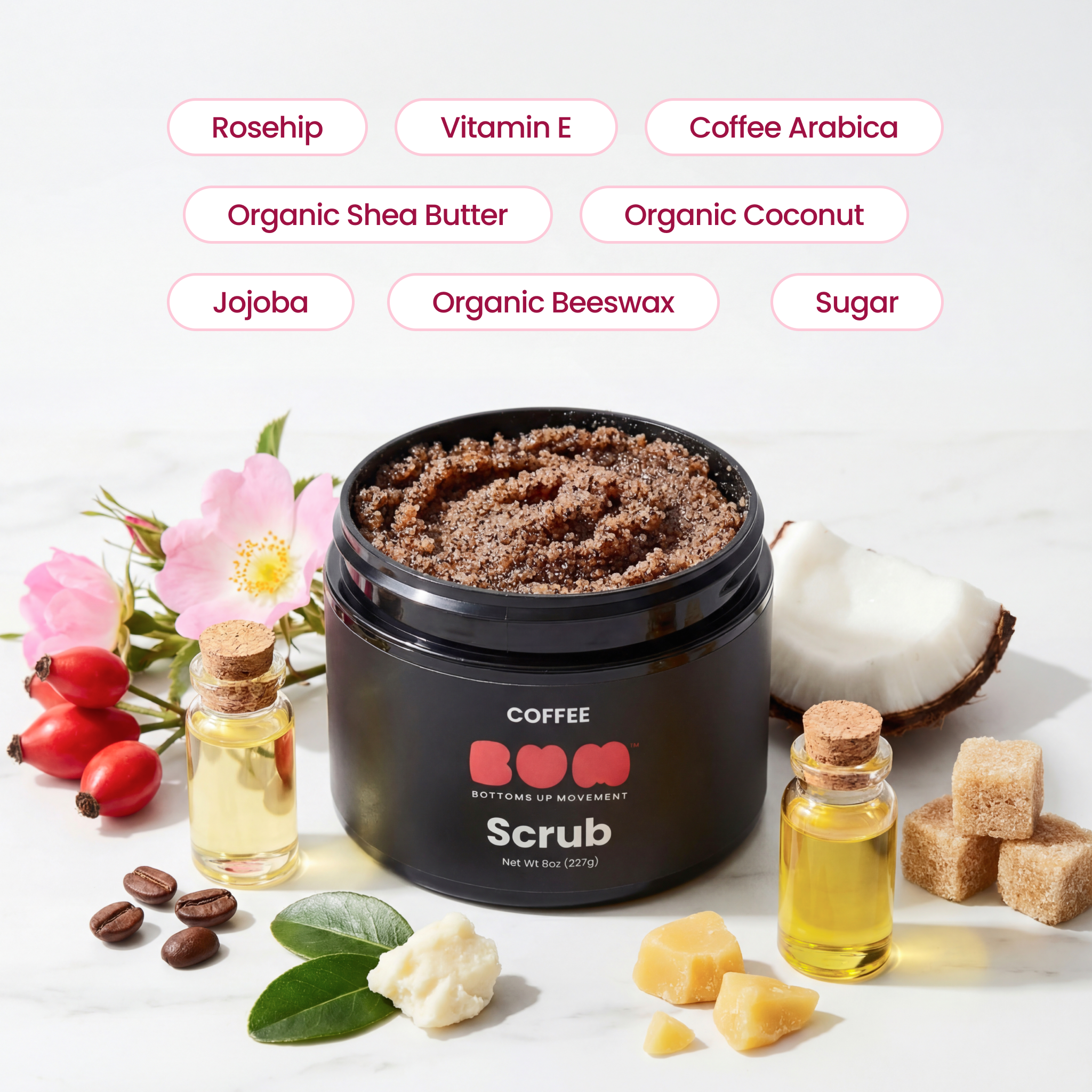 BUM Coffee Scrub, Exfoliating Body Scrub Made With Real Coffee